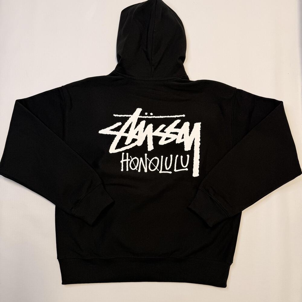 Stussy Honolulu Hoodie Mens Large Black Stock Pullover Sweatshirt 3923970